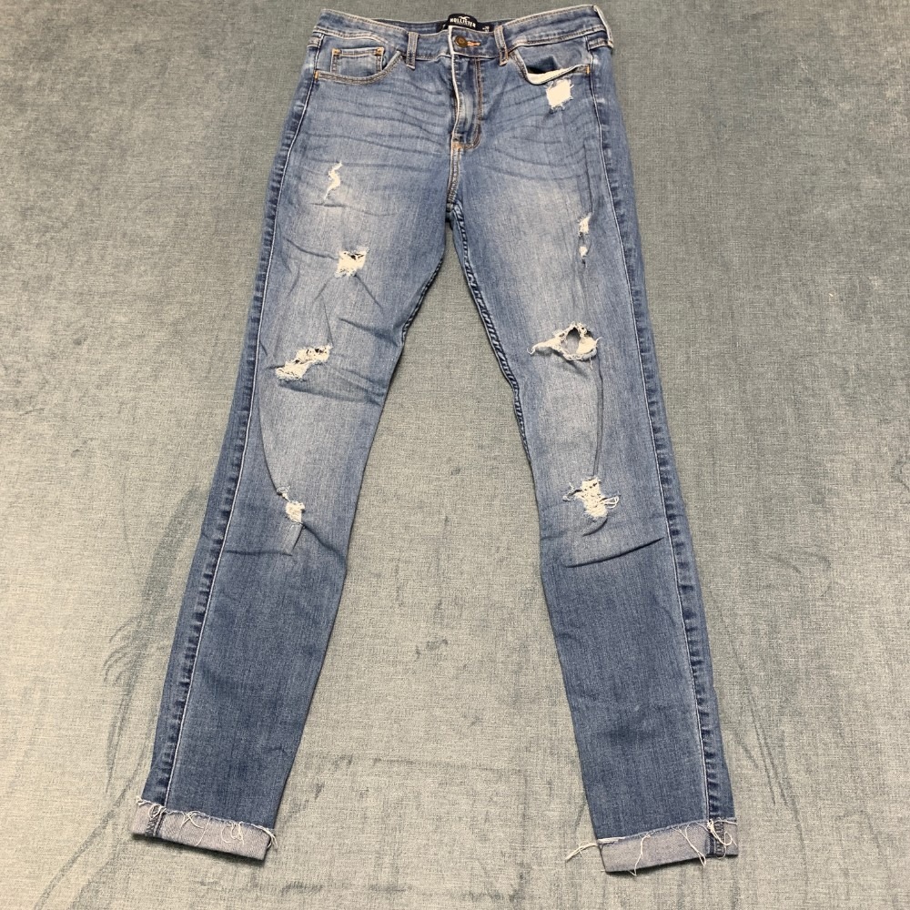 Hollister Classic Stretch Super Skinny Jeans Women 7L 28x30 Blue Denim High Rise